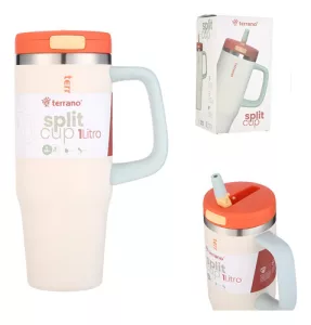 Vaso Termico 1lt Terrano Jarra Acero Inox Pico Retractil Beige