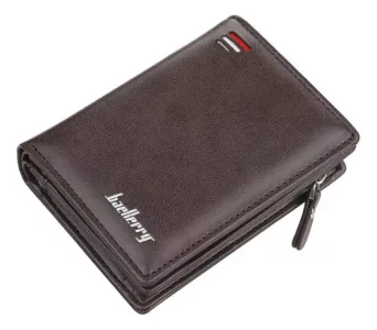 Billetera Vertical Baellerry Caballero Elegante Moderna Marrón Oscuro Liso