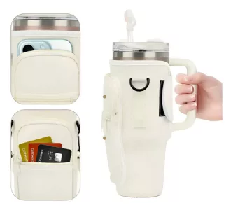Funda Protectora Porta Quencher Vaso Spotie Neopreno Beige Lisa