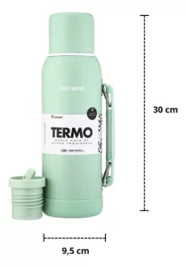 Termo 1lt Terrano Acero Inox Premium Base Silicona Antigolpe Lila Metalizado