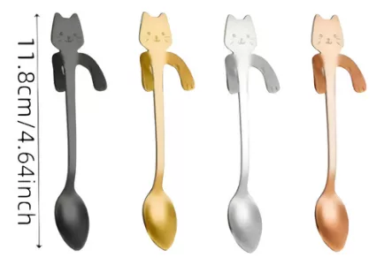 Cuchara Cucharita Cafe Té Acero Inox. Animada Gato Michi Acero