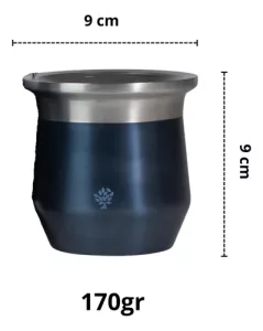 Kit Termo 750ml Terrano Mate Acero Tapa Silicona + Bombilla Azul Metalizado