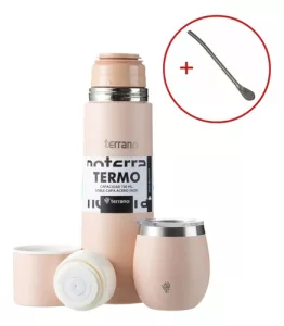 Kit Matero Terrano Termo 750ml Mate C/tapa + Bombilla Regalo Rosa - Mate Con Tapa