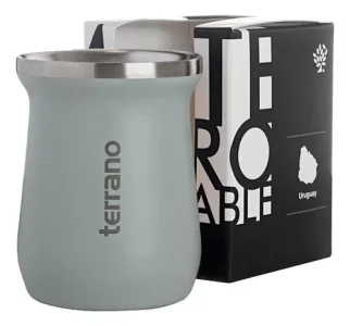 Mate Tradicional Camionero Acero Inox Doble Capa 230 Terrano Blanco