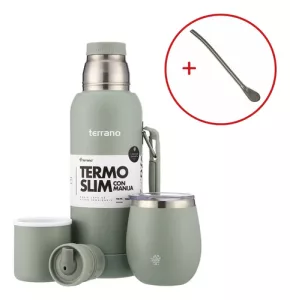 Kit Termo 750ml Base Silicona Mate C/tapa Acero Inox Terrano Lila