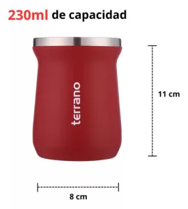 Kit Matero Terrano Termo 750ml Mate C/tapa + Bombilla Regalo Rojo - Mate Tradicional