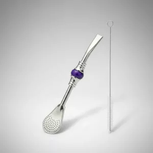 Bombilla Corta Piedra Acero Inox. Moderna Elegante Para Mate Rosa