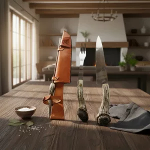 Set Kit Percherone Asado Cuchillo , Tenedor Y Chaira