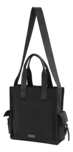 Bolso Terrano C/correa Cartera Amplia Dama Bolsillos Mujer Negro Lisa