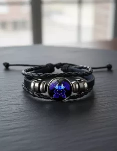 Pulsera Cuero Signo Zodiacal Ajustable - Brilla En Oscuridad Géminis 10 Cm 21 Cm