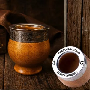 Mate Imperial Algarrobo + Grabado Laser Personalizado Abstracta