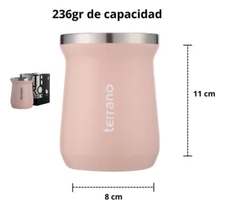 Set Mate Termo 1lt Acero Colores Terrano Doble Capa Bombilla Lila