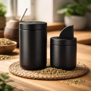 Set Yerberas Plastica X2 280gr - 160gr Pico Vertedor Kit Negro