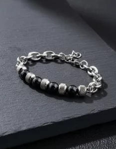 Pulsera Acero Inox Piedra Natural 8mm Ajustable - Unisex Onix 10 Cm 21 Cm
