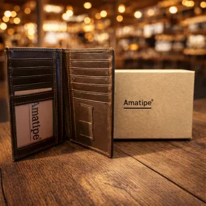 Tarjetero Billetera Cuero Amatipe Porta Documentos Hombre Coffee