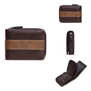Billetera Tarjetero Baellerry Hombre Con Cierre Y Monedero Cafe