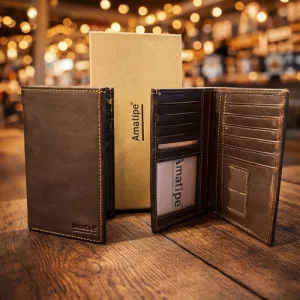 Tarjetero Billetera Cuero Amatipe Porta Documentos Hombre Coffee
