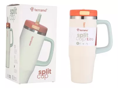 Vaso Termico 1lt Terrano Jarra Acero Inox Pico Retractil Beige
