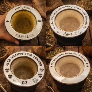 Mate Imperial Alpaca + Personalizado Grabado Laser -premium- Abstracta Ceramica