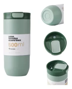 Vaso Termico Terrano Push 500 Ml Frio Caliente Antigoteo Oliva