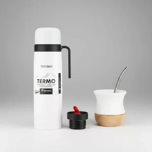Kit Mate Ceramica Termo 1lt Bombilla Set Matero Terrano Lila