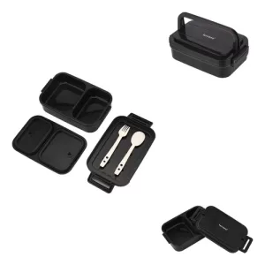 Lonchera Terrano Lunch Box C/asas Cubiertos Hermetico 900ml Gris Oscuro