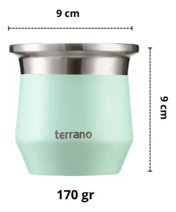 Kit Termo 1lt Mate Tapa Silicona Acero Inox Terrano Bombilla Verde Agua
