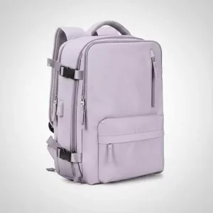 Mochila Viaje Carry On 40lt Aprobada Cabina Avion Valija Lila
