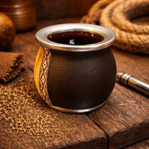 Mate Camionero Ceramica Cuero Diseños Boquilla Acero Inox Peñarol