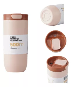 Vaso Termico Terrano Push 500 Ml Frio Caliente Antigoteo Rosa