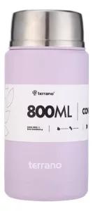 Contenedor Alimento 800ml Termico Cuchara Plegable Terrano Lila