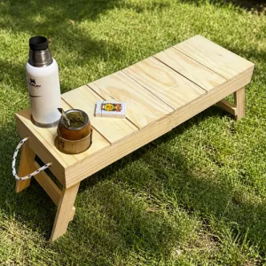 Mesa Matera Plegable Madera Porta Termo Mate Picnic Compacta Madera
