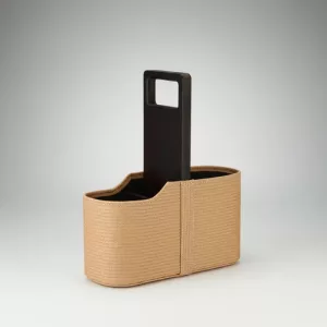 Matera Auto Terrano Porta Celular Lona Manija Madera Beige