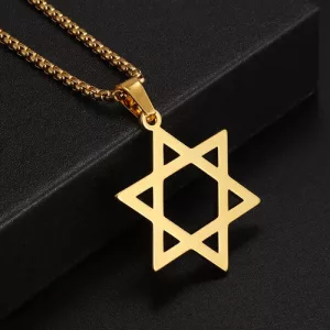 Cadena Colgante Estrella De David Hombre Mujer Acero Premium Dorado