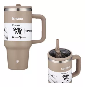 Terrano Spotie Cup Vaso Termico 946 Ml Con Pico Acero Inox Negro Lisa