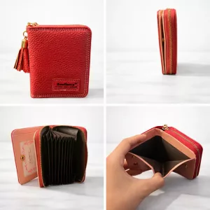 Billetera Tarjetero Baellerry Dama Porta Tarjetas Compacta Rojo