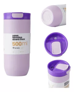 Vaso Termico Terrano Push 500 Ml Frio Caliente Antigoteo Lila