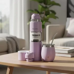 Kit Matero Terrano Termo 750ml Mate C/tapa + Bombilla Regalo Lila - Mate Con Tapa