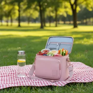 Lonchera Terrano Con Bolsillo Conservadora Termica Lunchera Rosa