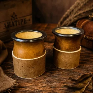 Mate Porongo Calabaza Boquilla Acero Inox + Posa Mate Cuero Marrón