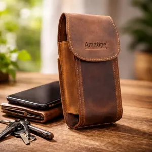 Porta Celular Cuero Amatipe Para Cinto O Colgante Con Clip