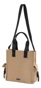 Bolso Terrano C/correa Cartera Amplia Dama Bolsillos Mujer Taupe Lisa Negro