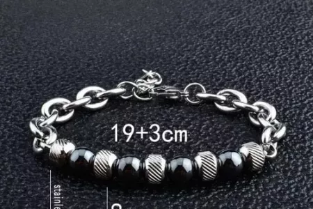 Pulsera Acero Inox Piedra Natural 8mm Ajustable - Unisex Onix 10 Cm 21 Cm