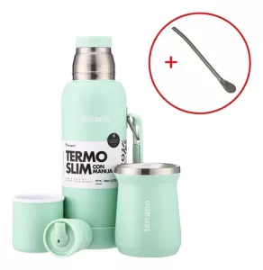 Kit Termo 750ml Base Silicona Mate Camionero Acero Terrano Negro