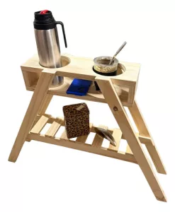 Mesa Matera Madera Soporte Porta Termo Mate Mueble Mesita