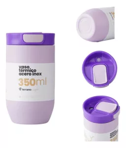 Vaso Termico Terrano Push 350 Ml Frio Caliente Antigoteo Lila
