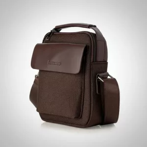 Morral Chico Con Solapa Terrano C/ Correa Unisex Caballero Marrón Lisa Níquel Na