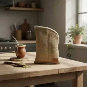 Yerbera Tela Arpillera Funda Guarda Mate Cierre Impermeable