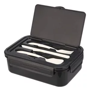 Lonchera Terrano Lunch Box Cubiertos Reparticiones 1100ml Gris Oscuro