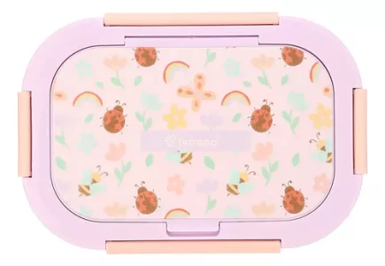 Lonchera Terrano Kids Escolar Lunch Box Cubiertos Niño Lila Abejita